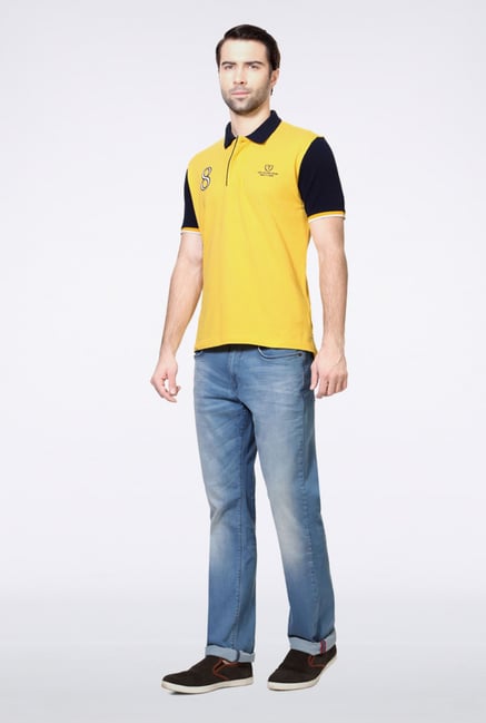Van Heusen Yellow Solid Polo T Shirt Van Heusen Yellow Solid Polo T Shirt