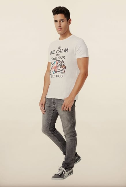 University Of Oxford White Graphic Crew T Shirt University Of Oxford White Graphic Crew T Shirt