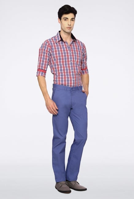 Van Heusen Blue Solid Chinos Van Heusen Blue Solid Chinos