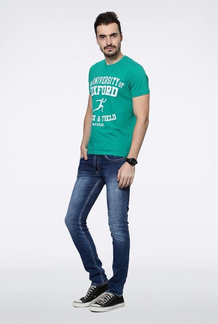 University Of Oxford Green Printed Crew T Shirt University Of Oxford Green Printed Crew T Shirt