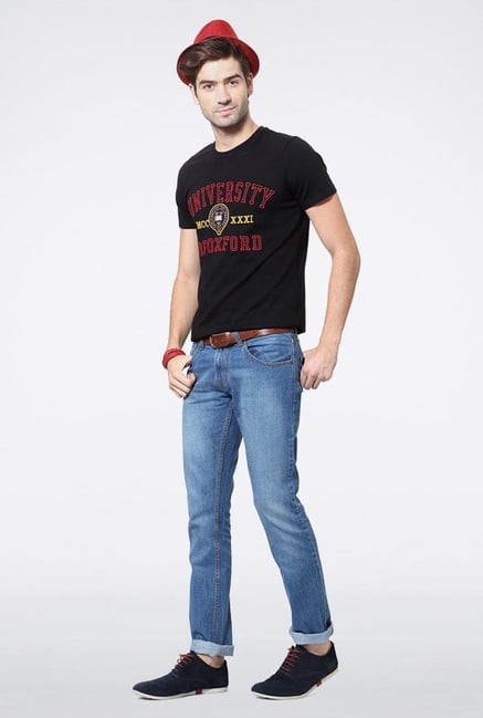 University Of Oxford Black Printed Crew T Shirt University Of Oxford Black Printed Crew T Shirt