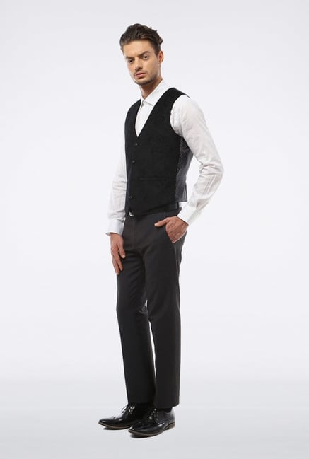 Van Heusen Black Paisley Print Waistcoat Van Heusen Black Paisley Print Waistcoat
