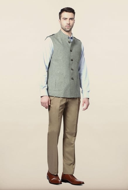 Van Heusen Grey Solid Waistcoat Van Heusen Grey Solid Waistcoat