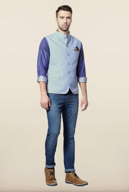 Van Heusen Blue Solid Waistcoat Van Heusen Blue Solid Waistcoat
