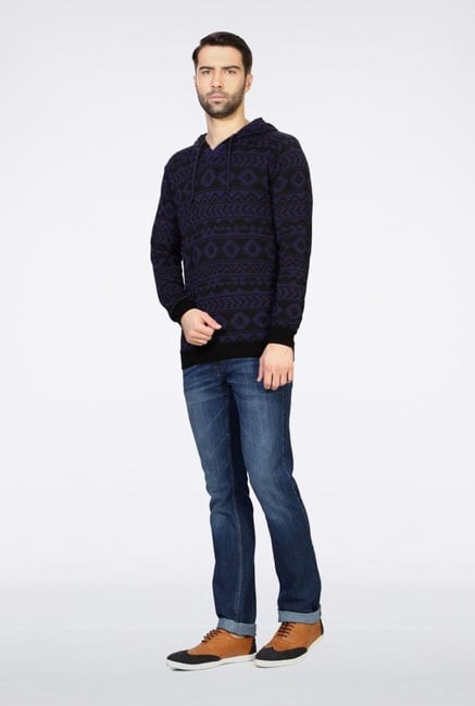 Van Heusen Navy Printed Hoodie Van Heusen Navy Printed Hoodie