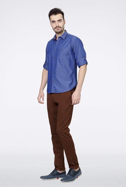 Van Heusen Blue Solid Casual Shirt Van Heusen Blue Solid Casual Shirt
