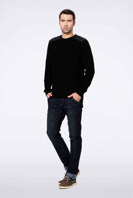 Van Heusen Black Solid Sweater Van Heusen Black Solid Sweater