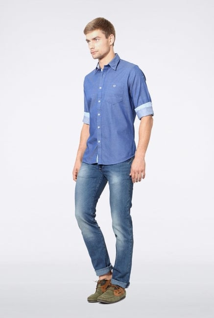 Van Heusen Blue Printed Casual Shirt Van Heusen Blue Printed Casual Shirt