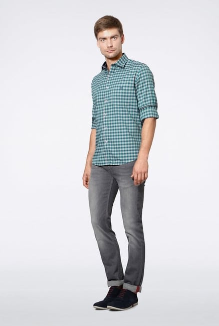 Van Heusen Green Checks Casual Shirt Van Heusen Green Checks Casual Shirt