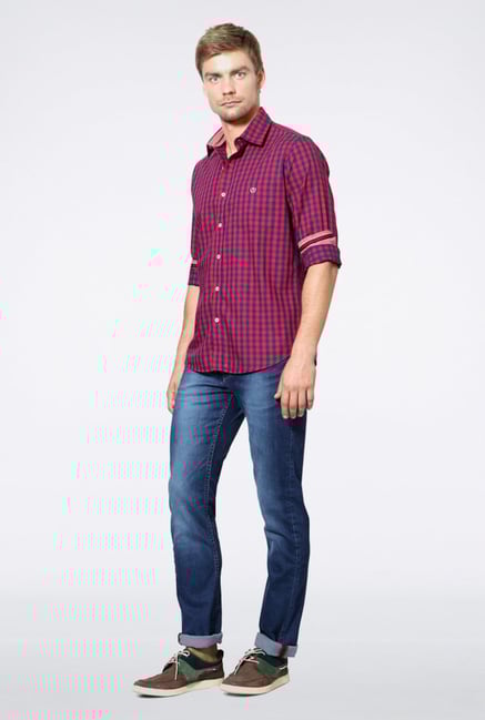 Van Heusen Red Checks Casual Shirt Van Heusen Red Checks Casual Shirt