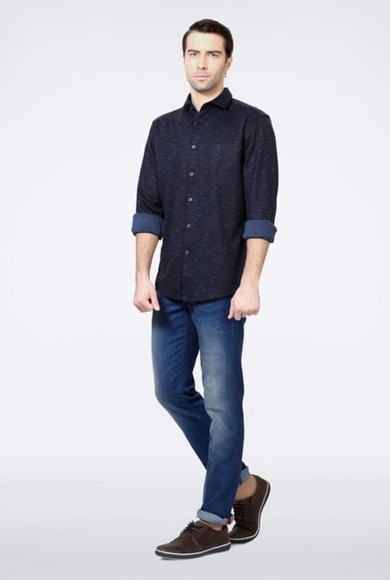 Van Heusen Navy Printed Casual Shirt Van Heusen Navy Printed Casual Shirt