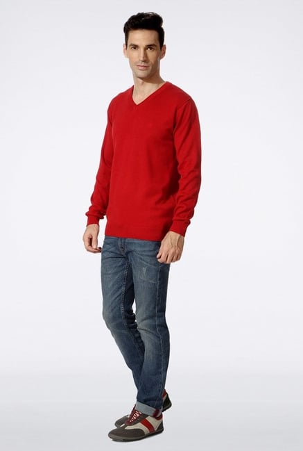 Van Heusen Red Solid Sweater Van Heusen Red Solid Sweater