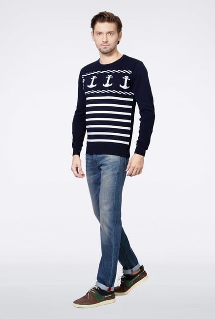 Van Heusen Navy Printed Sweater Van Heusen Navy Printed Sweater