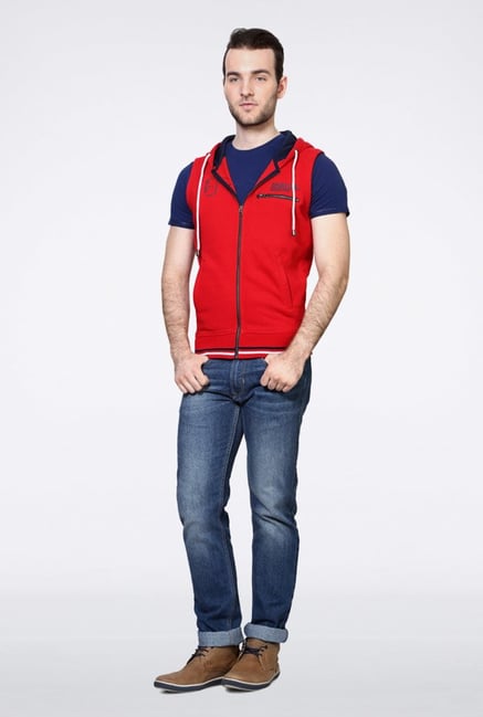 Van Heusen Red Solid Hoodie Van Heusen Red Solid Hoodie
