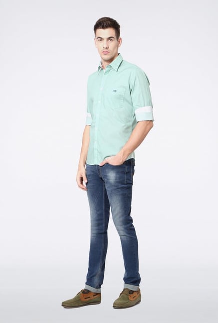 Van Heusen Turquoise Solid Casual Shirt Van Heusen Turquoise Solid Casual Shirt