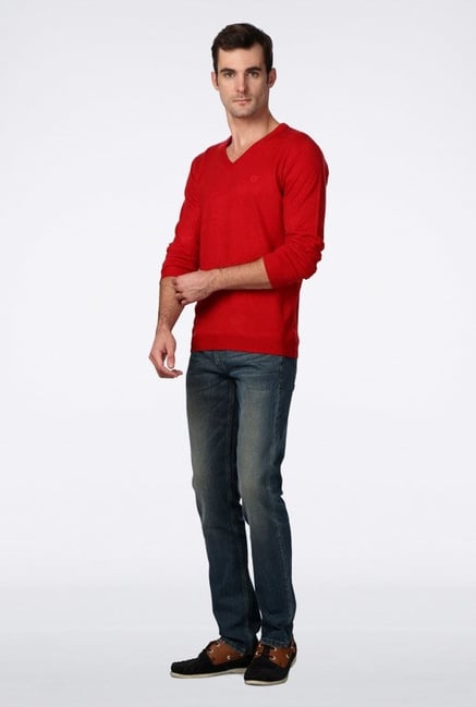 Van Heusen Red Solid Sweater Van Heusen Red Solid Sweater