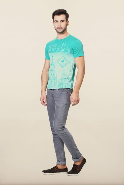 Van Heusen Turquoise Graphic Crew T Shirt Van Heusen Turquoise Graphic Crew T Shirt