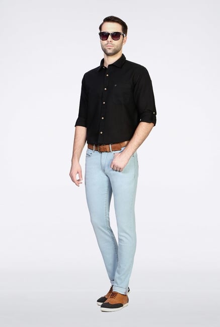 People Black Solid Casual Shirt People Black Solid Casual Shirt