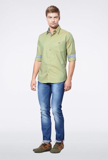 Van Heusen Green Solid Casual Shirt Van Heusen Green Solid Casual Shirt