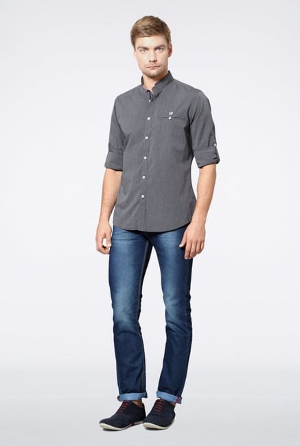Van Heusen Grey Solid Casual Shirt Van Heusen Grey Solid Casual Shirt