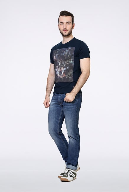Van Heusen Navy Graphic Crew T Shirt Van Heusen Navy Graphic Crew T Shirt