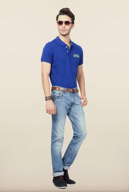 University Of Oxford Blue Solid Polo T Shirt University Of Oxford Blue Solid Polo T Shirt