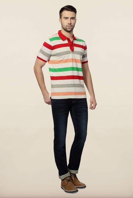 Van Heusen Multicolor Striped Polo T Shirt Van Heusen Multicolor Striped Polo T Shirt