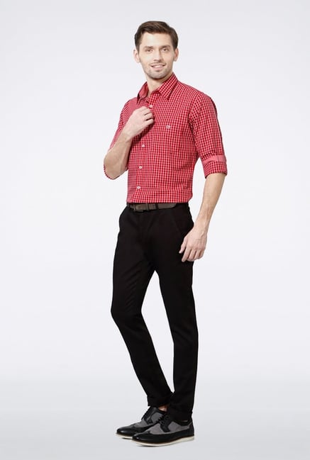 Van Heusen Red Checks Casual Shirt Van Heusen Red Checks Casual Shirt