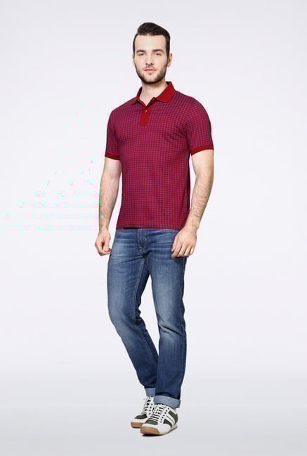 Van Heusen Red Printed Polo T Shirt Van Heusen Red Printed Polo T Shirt
