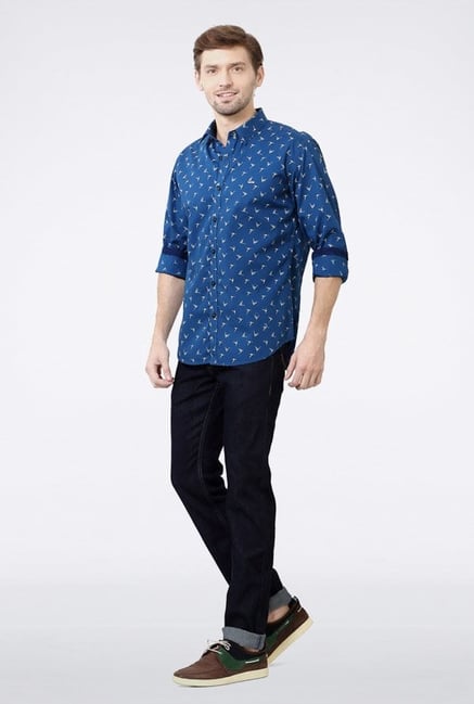 Van Heusen Blue Printed Casual Shirt Van Heusen Blue Printed Casual Shirt