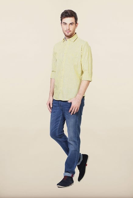 Van Heusen Yellow Striped Casual Shirt Van Heusen Yellow Striped Casual Shirt
