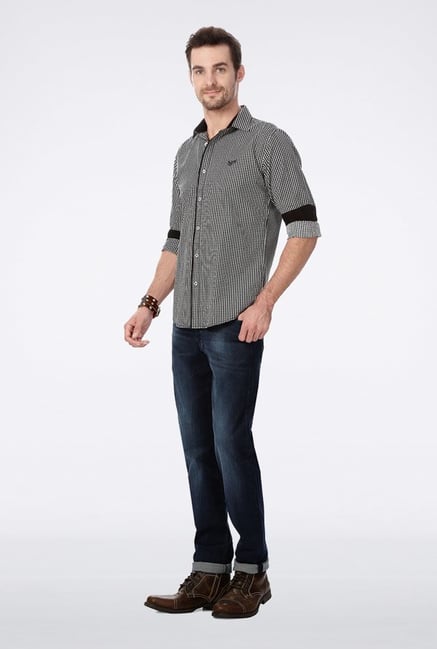University Of Oxford Black Checks Casual Shirt University Of Oxford Black Checks Casual Shirt