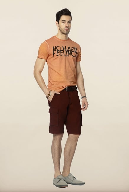 People Orange Graphic Crew T Shirt People Orange Graphic Crew T Shirt