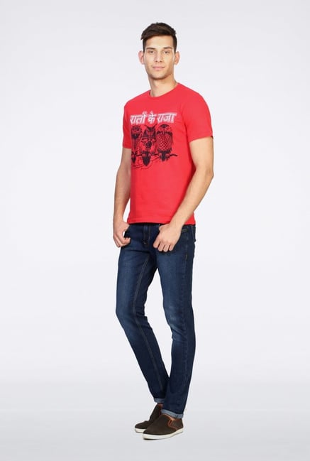 People Red Graphic Crew T Shirt People Red Graphic Crew T Shirt