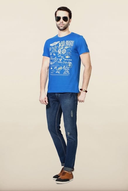 People Blue Graphic Crew T Shirt People Blue Graphic Crew T Shirt