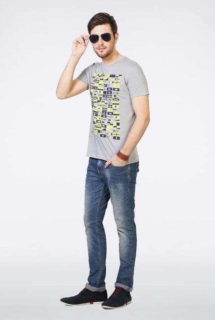 People Grey Printed Crew T Shirt People Grey Printed Crew T Shirt
