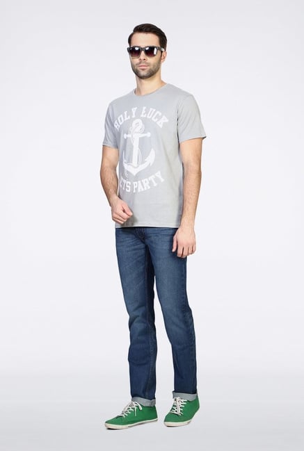 People Grey Graphic Crew T Shirt People Grey Graphic Crew T Shirt
