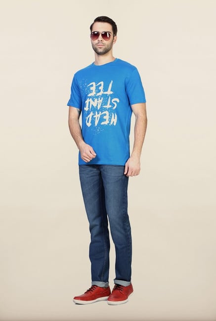 People Blue Graphic Crew T Shirt People Blue Graphic Crew T Shirt