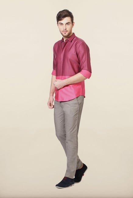 Van Heusen Pink Solid Casual Shirt Van Heusen Pink Solid Casual Shirt