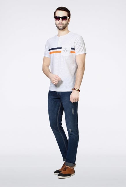 People White Solid Henley T Shirt People White Solid Henley T Shirt