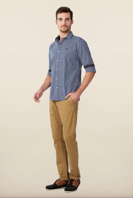 University Of Oxford Navy Checks Casual Shirt University Of Oxford Navy Checks Casual Shirt