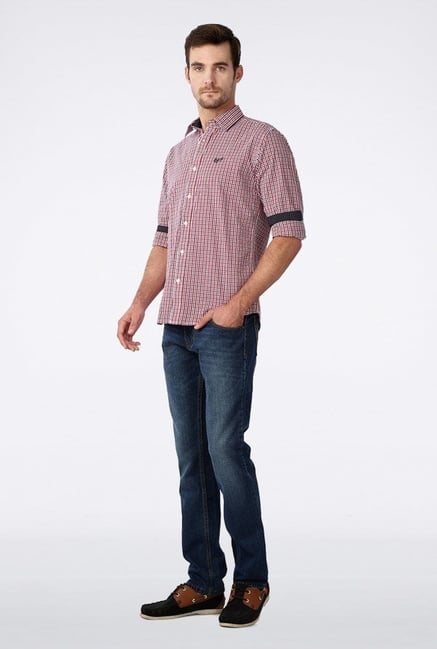 University Of Oxford Red Checks Casual Shirt University Of Oxford Red Checks Casual Shirt