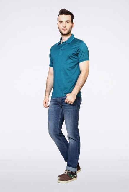 Van Heusen Blue Solid Polo T Shirt Van Heusen Blue Solid Polo T Shirt