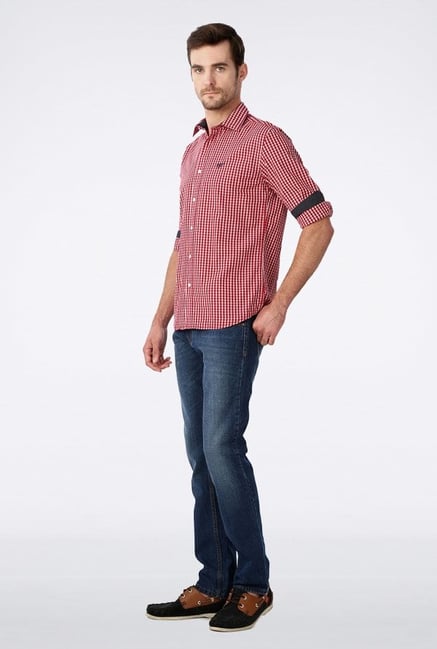 University Of Oxford Red Checks Casual Shirt University Of Oxford Red Checks Casual Shirt