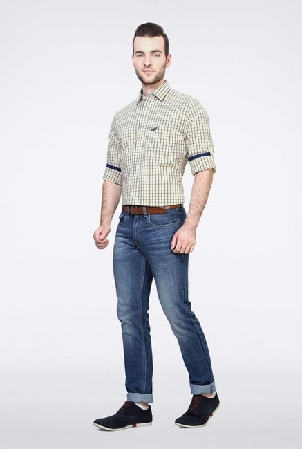 University Of Oxford Yellow Checks Casual Shirt University Of Oxford Yellow Checks Casual Shirt