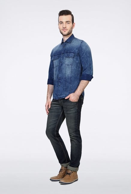 Van Heusen Blue Solid Casual Shirt Van Heusen Blue Solid Casual Shirt