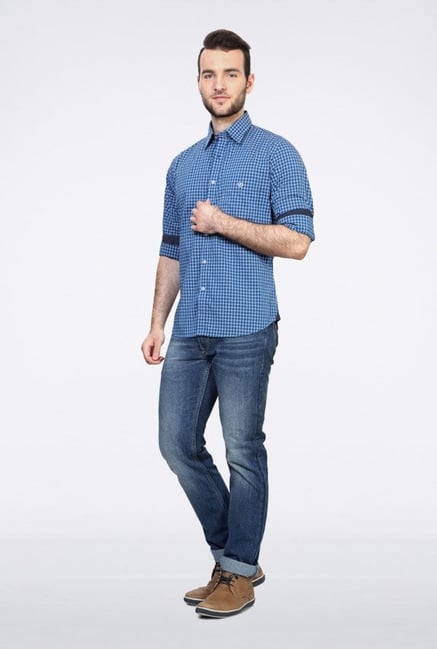 Van Heusen Blue Checks Casual Shirt Van Heusen Blue Checks Casual Shirt