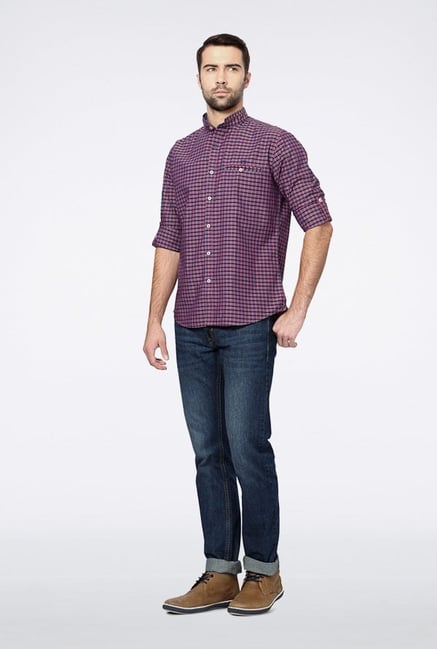Van Heusen Purple Checks Casual Shirt Van Heusen Purple Checks Casual Shirt
