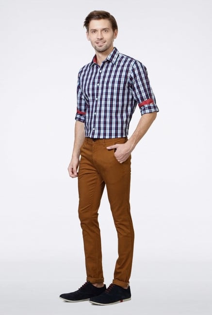 Van Heusen Brown Solid Chinos Van Heusen Brown Solid Chinos