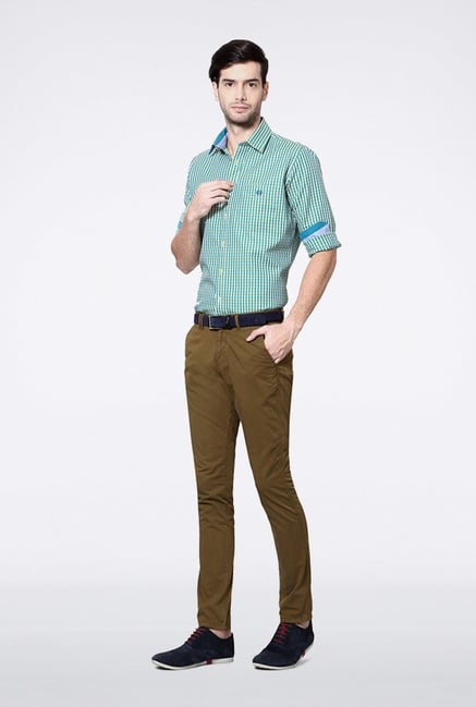 Van Heusen Green Checks Casual Shirt Van Heusen Green Checks Casual Shirt